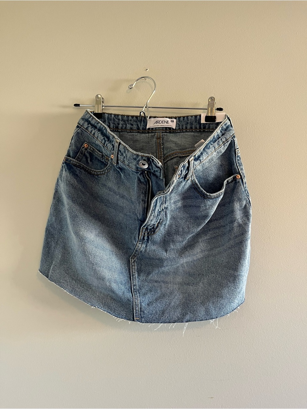 Ardene Distressed Light Blue Denim Mini Skirt